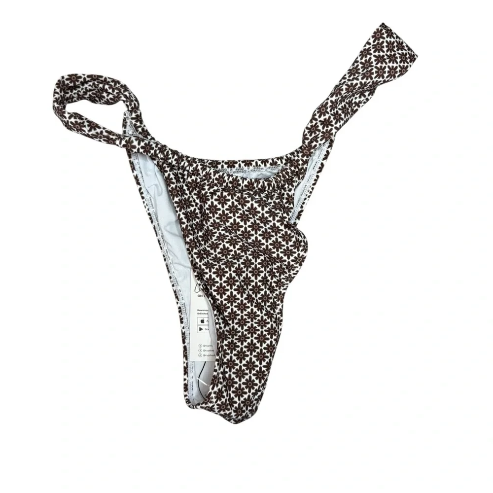 Cupshe x JOJO Fletcher Geometric Brown and White Swimwear Size Large Bottoms‎